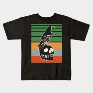 Vintage Skull And Raven Kids T-Shirt